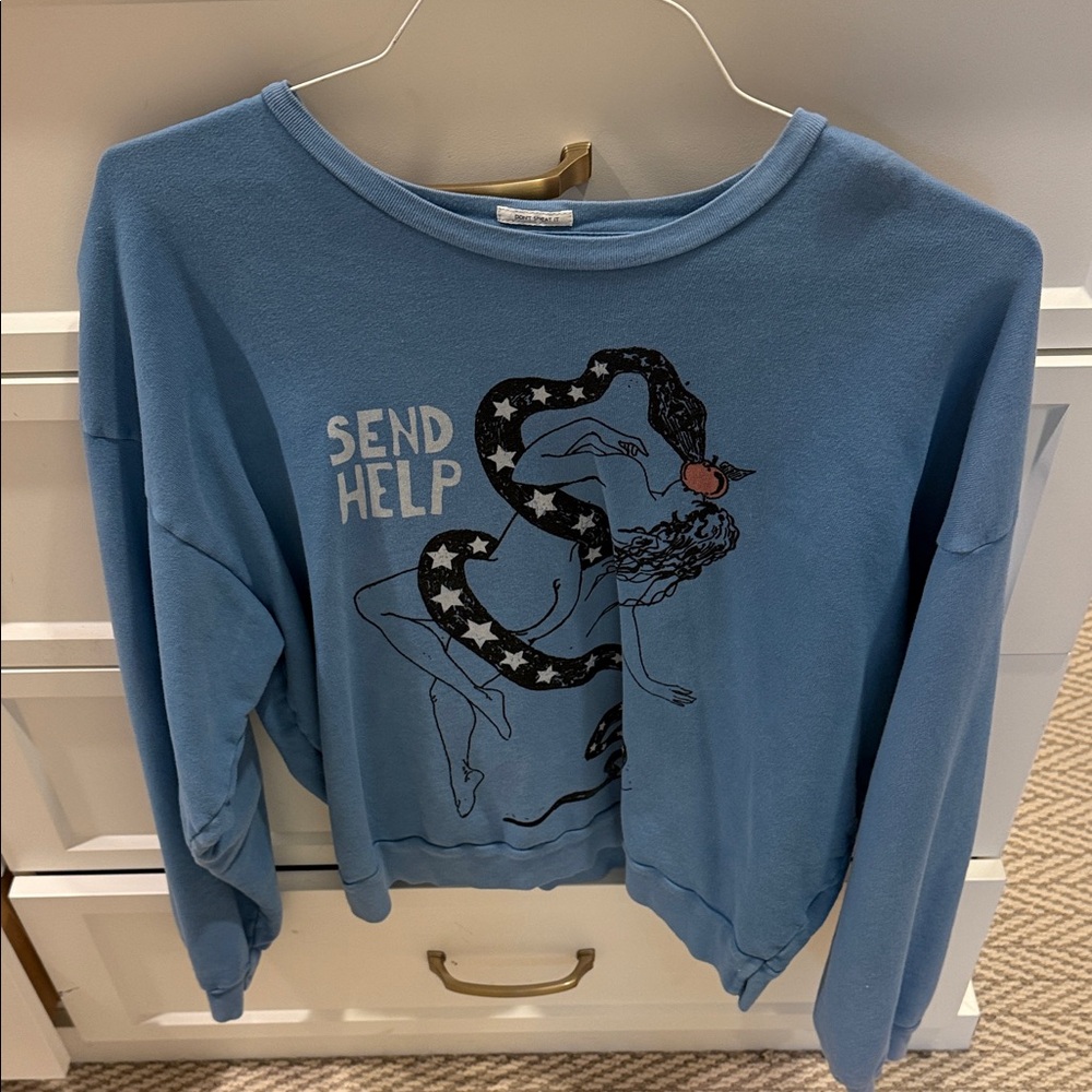 MOTHER Blue Graphic Sweatshirt
